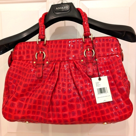 🇲🇽 NWT ANTONIO MELANI PATENT LEATHER ALLIGATOR EMBOSSED BAG - Picture 6 of 13